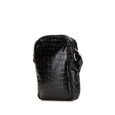 サンローラン シド クロコ型押し ショルダーバッグ ポーチ クロスボディバッグ 581700 ブラック レザー メンズ SAINT LAURENT 【中古】